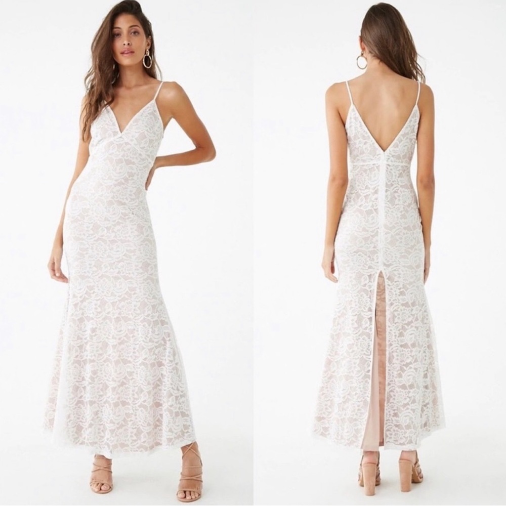 NWT-Forever 21 Lace Mermaid Dress in Ivory/Nude